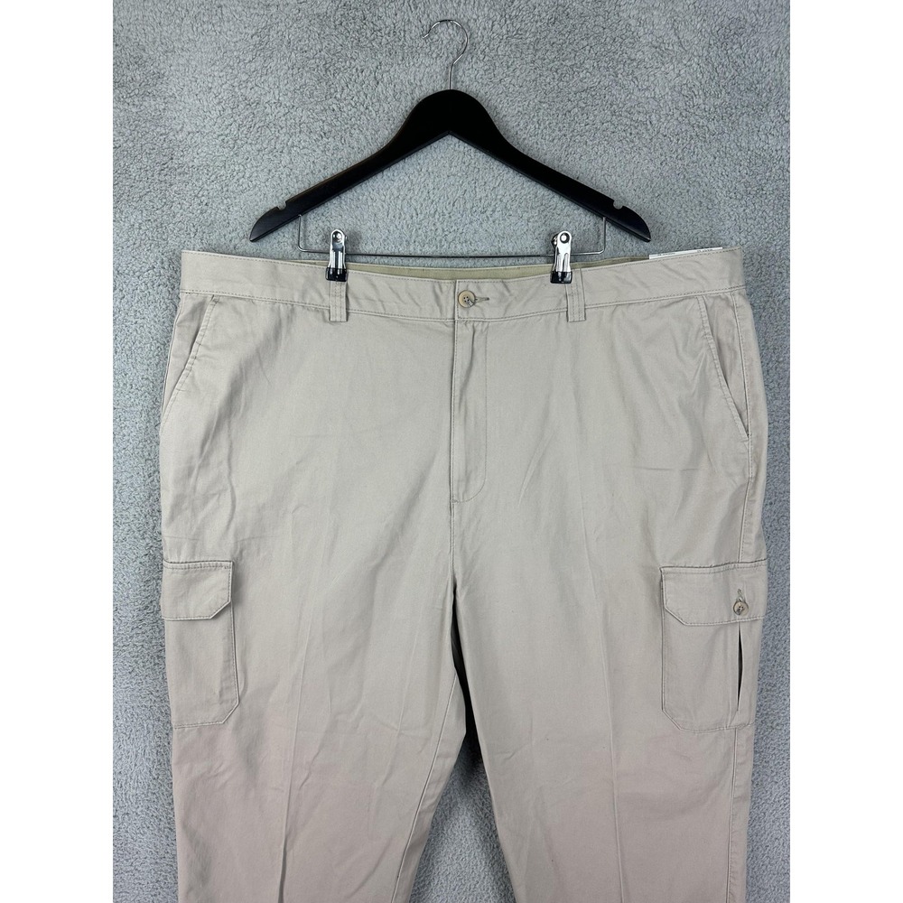 Harbor Bay Cargo Pants Mens 50x30 Khaki Continuous Comfort Waistband DXL Big New